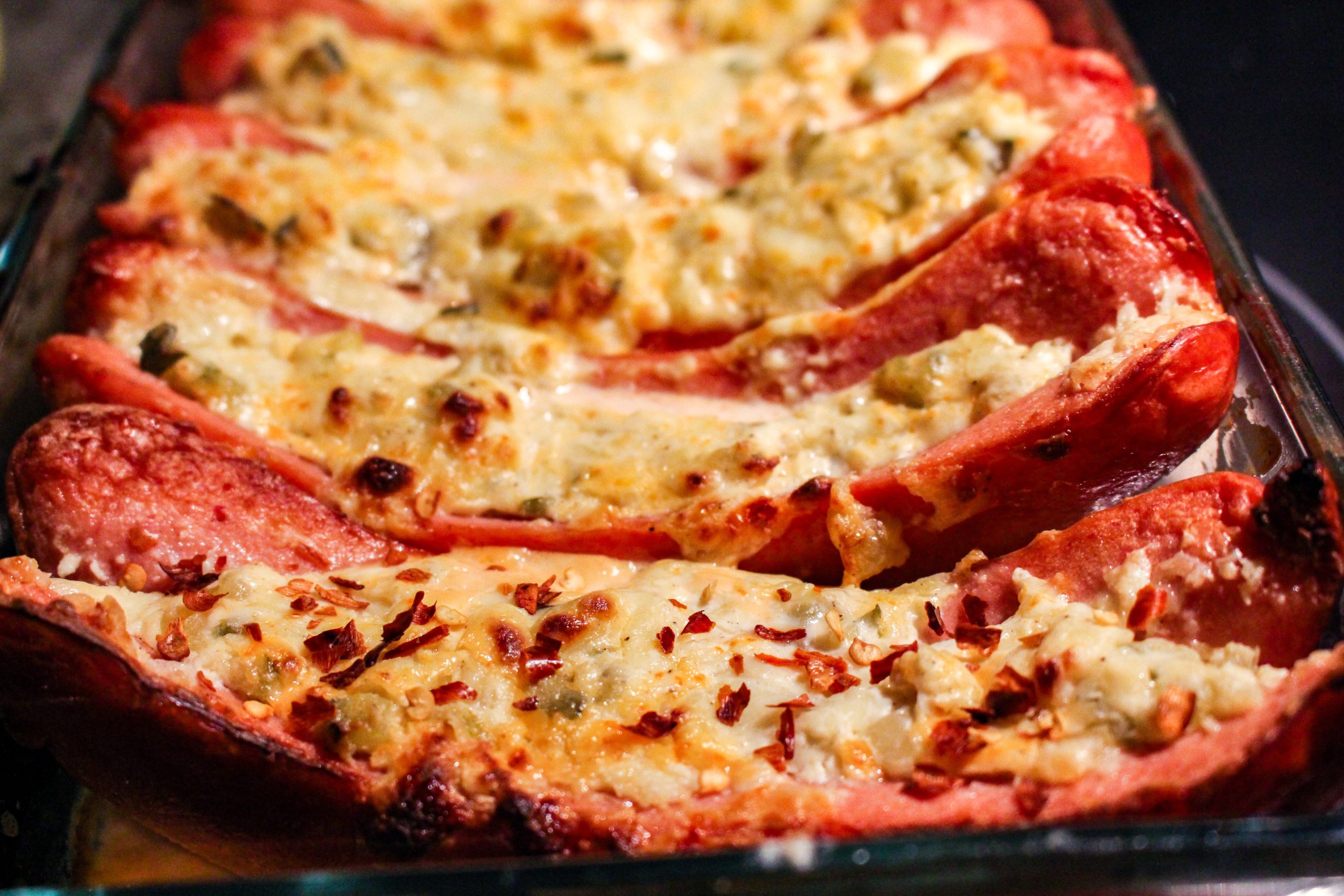 gratinerad tjockkorv