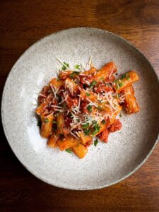 Pasta,With,Salsiccia,Topped,With,Parmesan,And,Parsley
